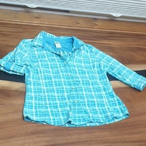 REI Co-op Plaid Button-Up Shirt S Pearl Snaps Roll Tab Sleeves